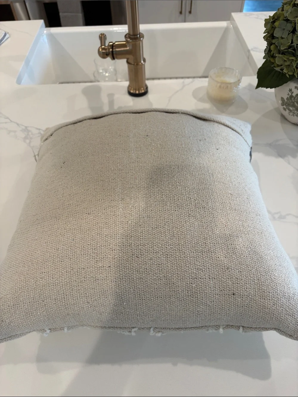Neutral Beige and Gray Geometric Accent Pillow - Brand